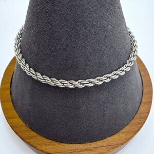 VTG Sterling Silver 925 Rope Chain Bracelet Spring Ring Clasp Size 7" Length